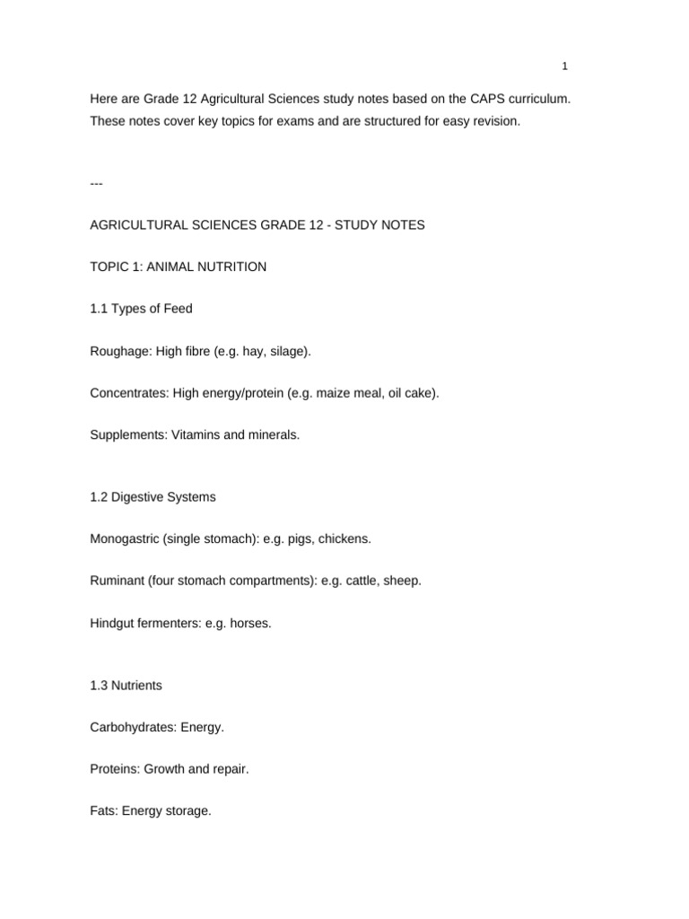 Grade 12 Agricultural Science Notes Pdf Soil Biology