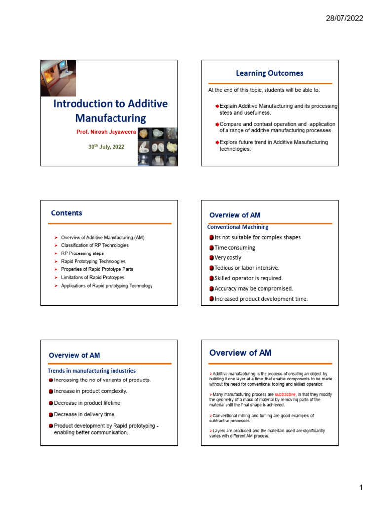 Introduction to Additive Manufacturing | PDF | 3 D Printing | Materials
