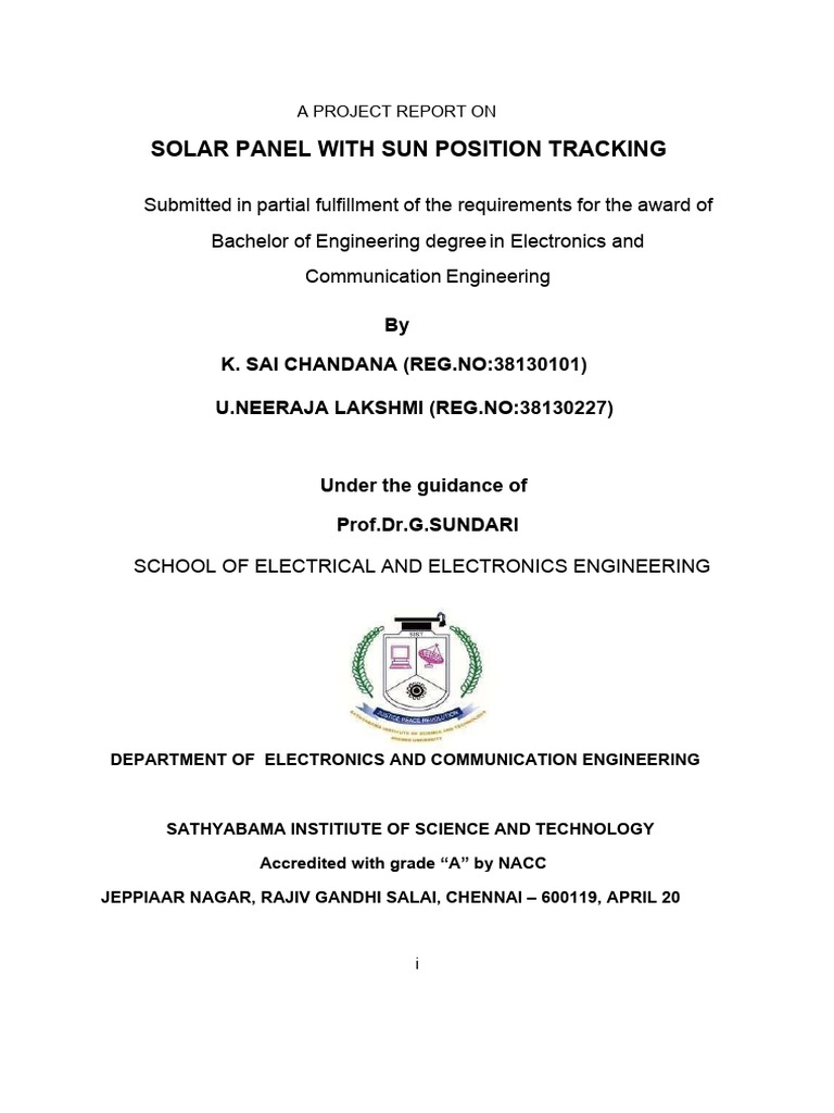 Solar Tracking System Project Report | PDF | Thin Film Solar Cell ...