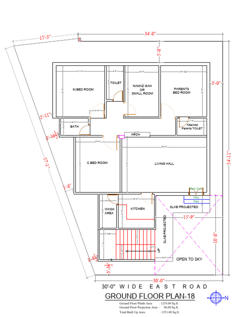 Ground Floor Plan Dimensions and Areas | PDF | Home | Hygiene