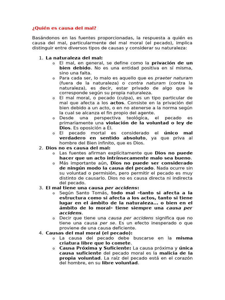 Causas del Mal Moral y Pecado | PDF | Mal | Pecado