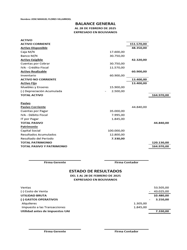 Balance General y Estado de Resultados 2025 | PDF | Contabilidad ...