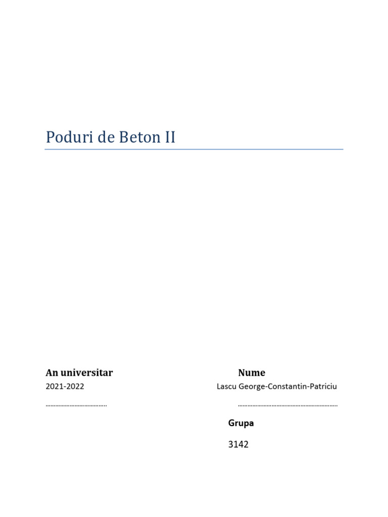 Proiect Poduri de Beton II - Lascu | PDF