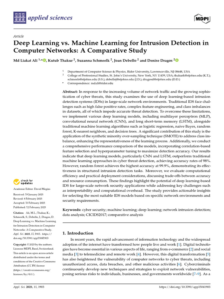 Deep Learning Vs Machine Learning For Intrusion de | PDF | Machine ...
