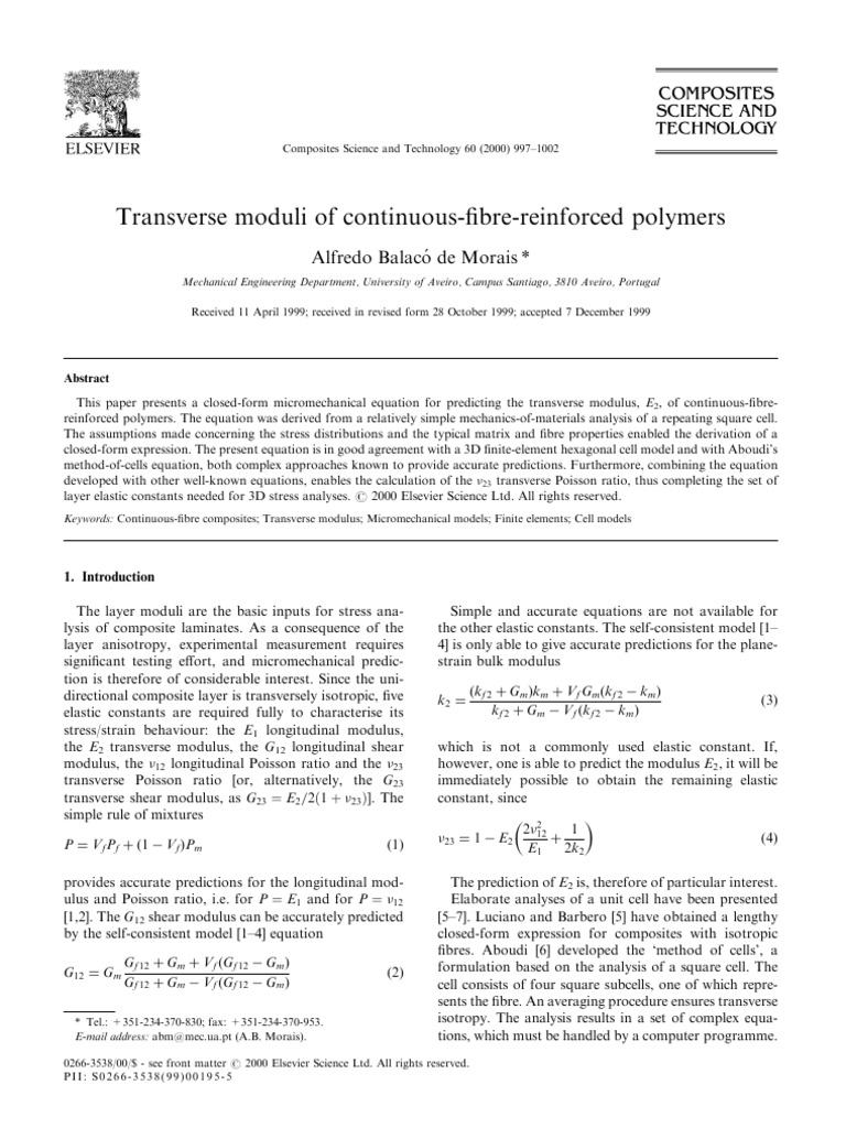 Predicting Transverse Modulus in Composites | PDF | Young's Modulus ...