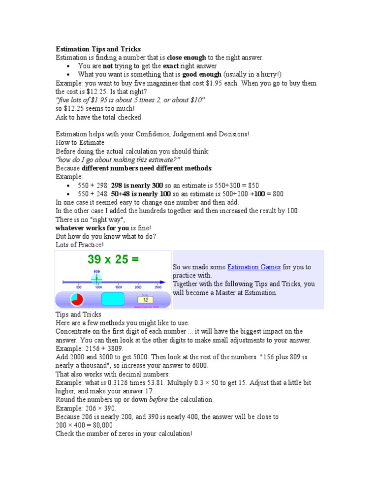 Mastering Estimation Techniques | PDF | Multiplication | Arithmetic
