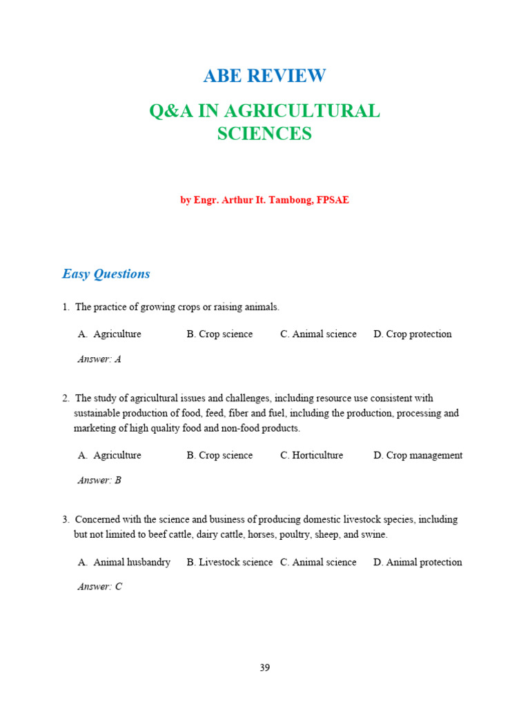 Agricultural Sciences Q&A Guide | PDF | Fertilizer | Agriculture