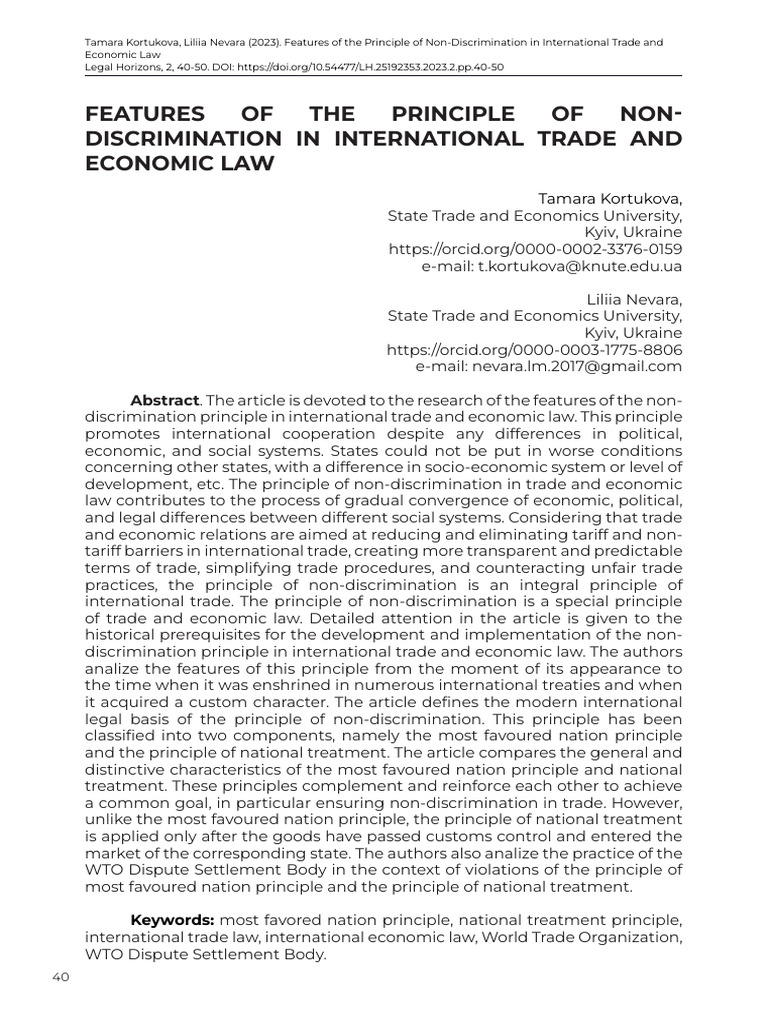Non-Discrimination in Trade Law Explained | PDF | Most Favoured Nation ...
