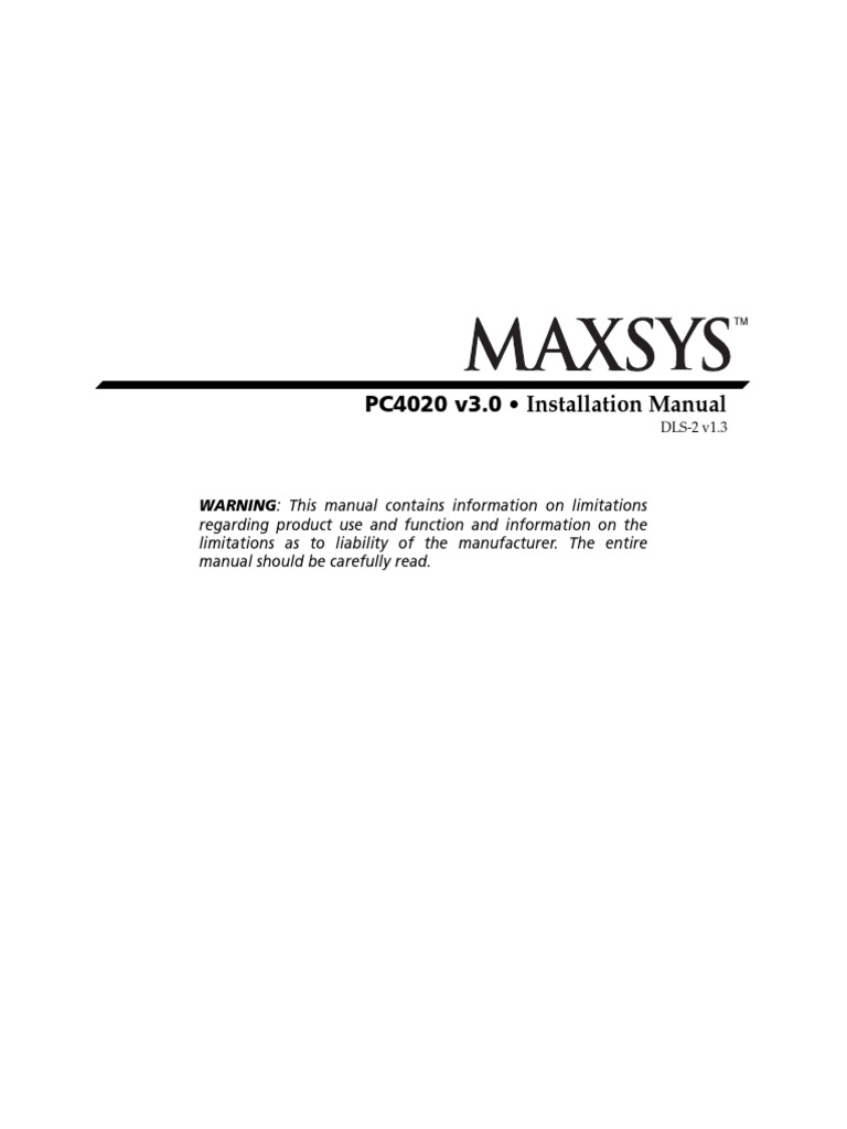 PC4020 V3.0 Install | PDF | Relay | Telephone