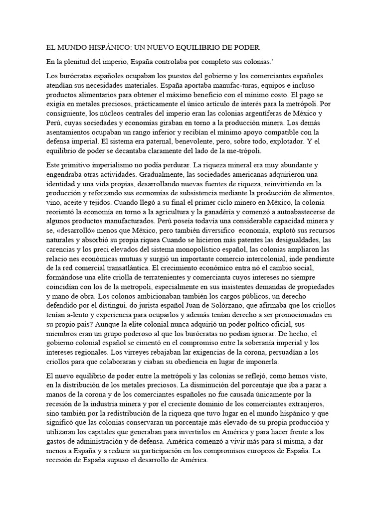 Nuevo Equilibrio de Poder en el Mundo Hispánico | PDF | España | México