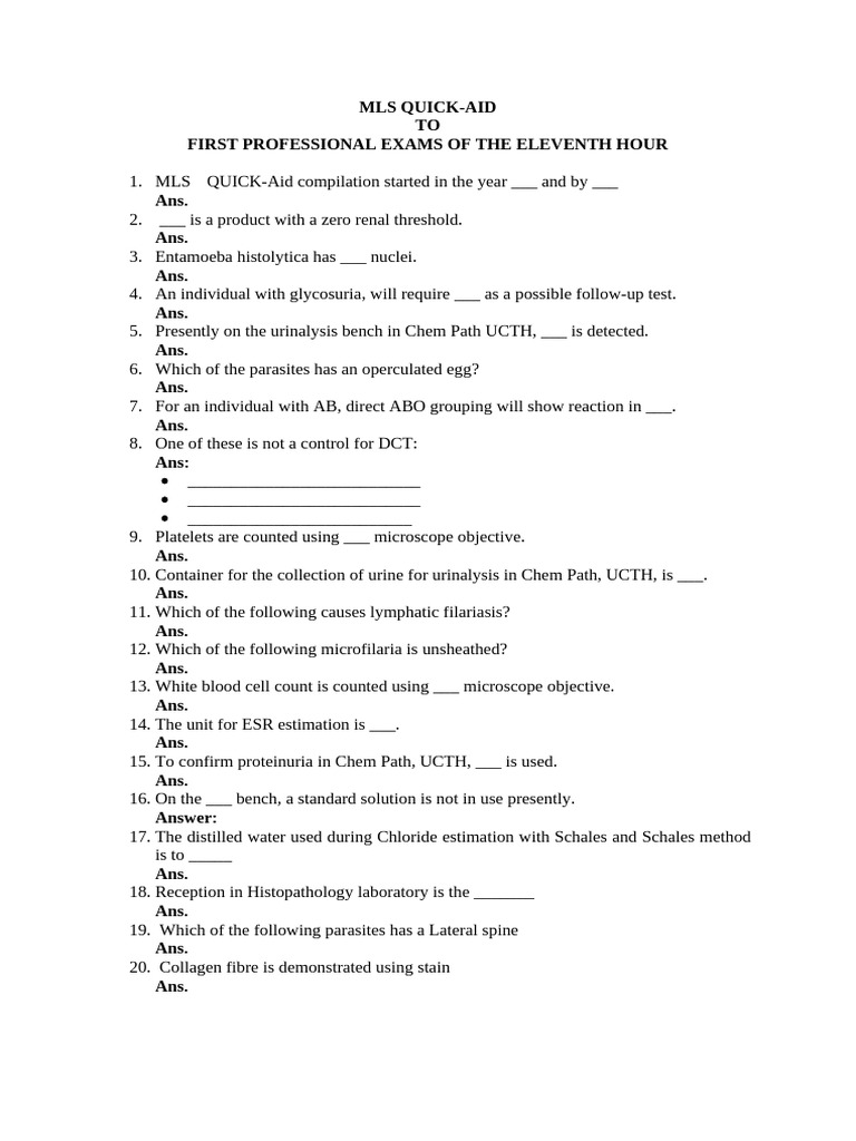 MLS Quick-Aid for Professional Exams | PDF | Staining | Medical Specialties