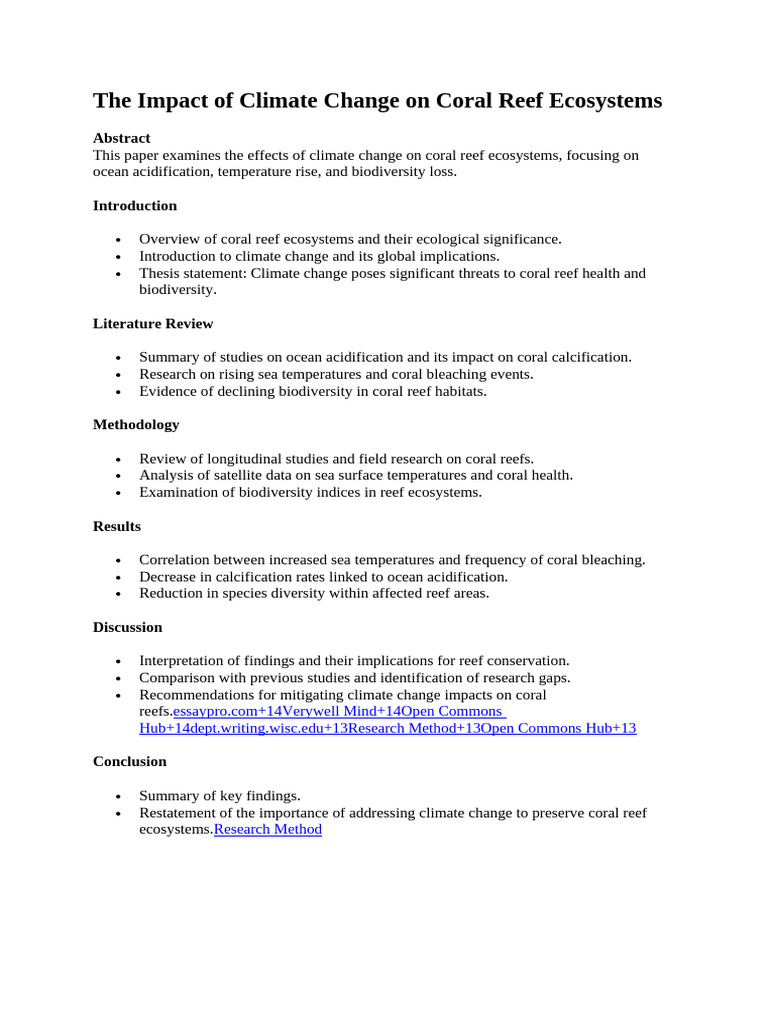 Climate Change Effects on Coral Reefs | PDF
