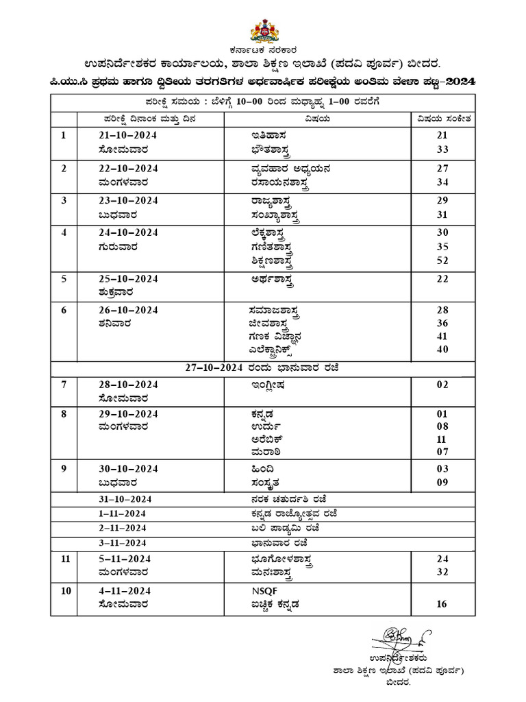 FF PU Midterm Exam-2024 Time Table-1 | PDF