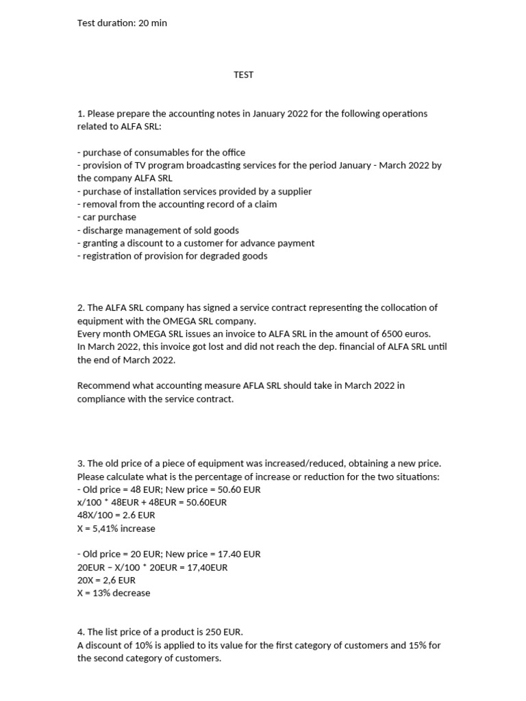 Test Accounting - ValueLabs | PDF
