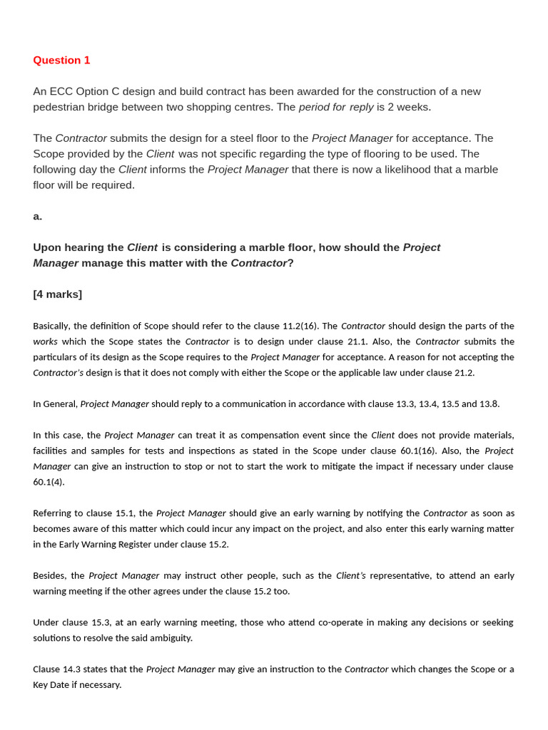NEC4 Contract Management Scenarios | PDF | General Contractor ...