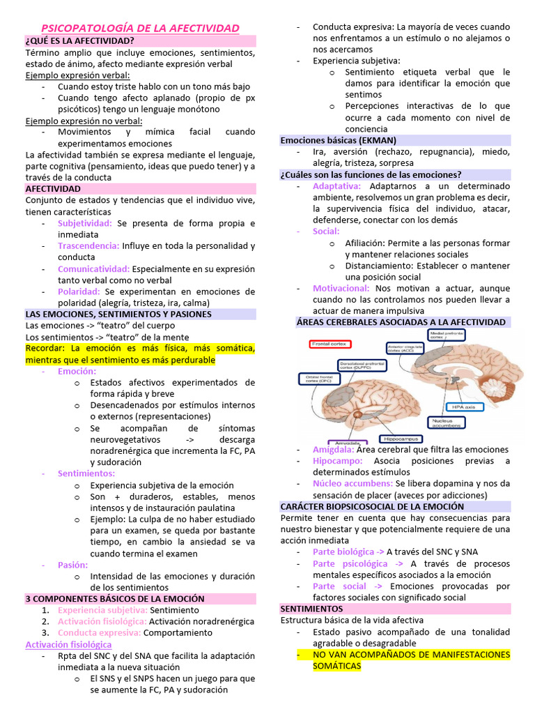 Psicopatología de La Afectividad | PDF | Las emociones | Ansiedad