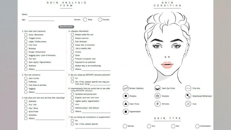 Skin Analysis Form | PDF
