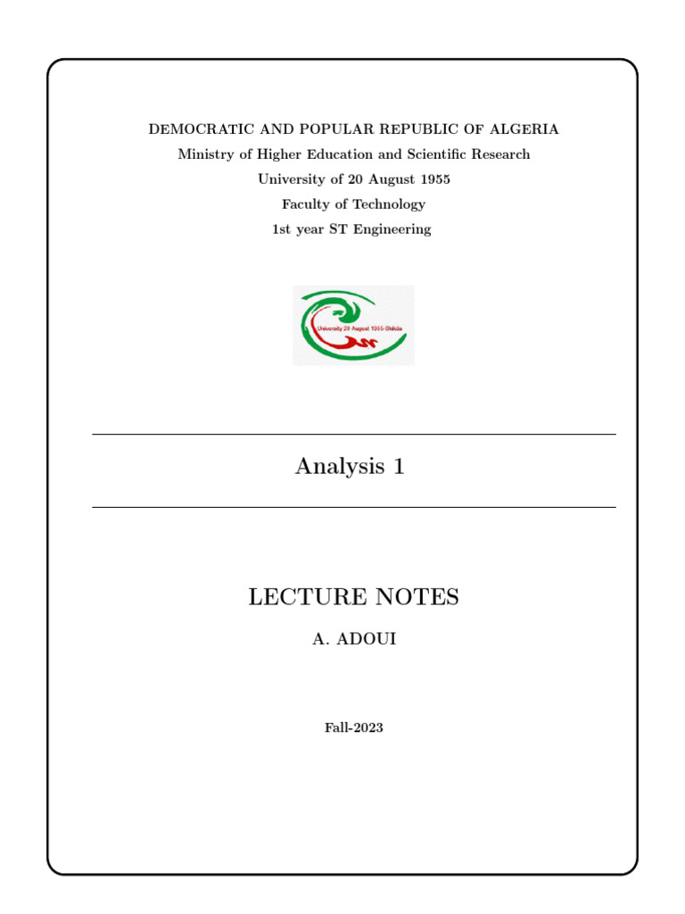 Analysis 1 | PDF | Integral | Function (Mathematics)