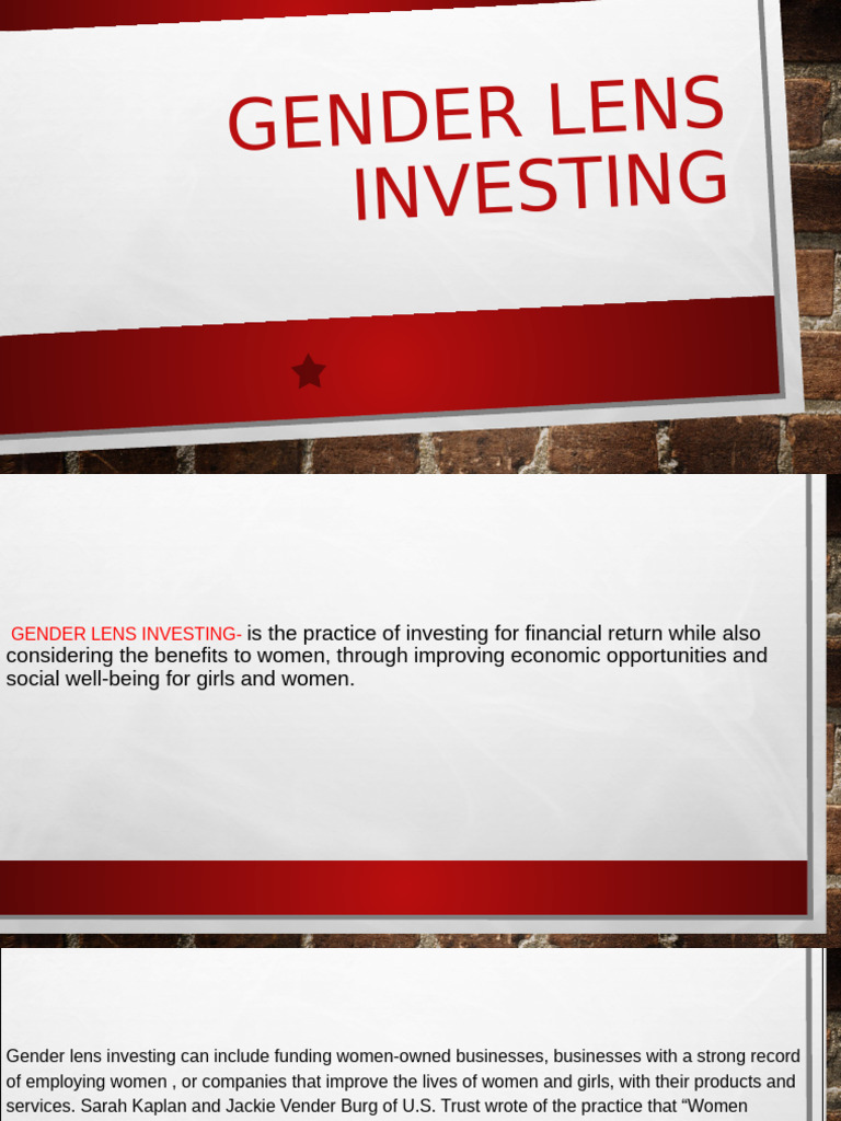 GENDER LENS INVESTING Finale 1 | PDF | Startup Company | Small Business ...