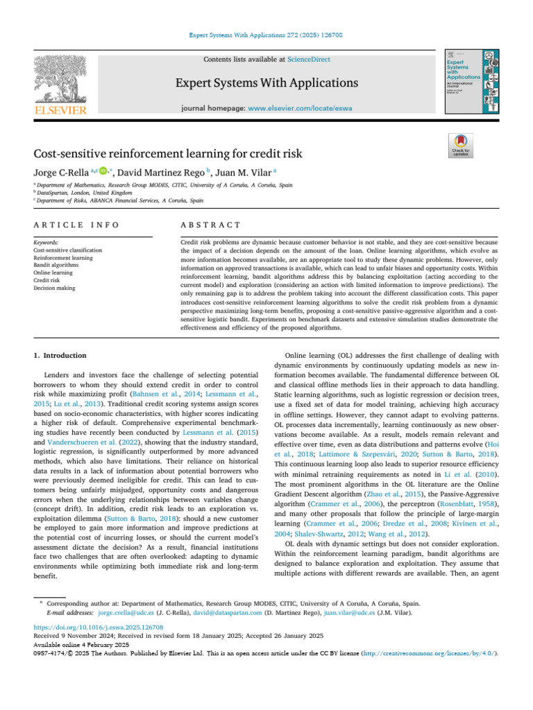 Cost-Sensitive RL for Credit Risk Management | PDF | Applied Mathematics