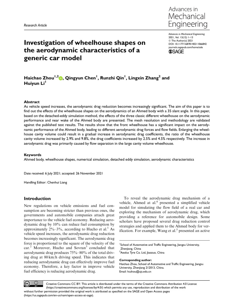 Wheelhouse Shapes Impact on Car Aerodynamics | PDF | Vortices | Drag ...
