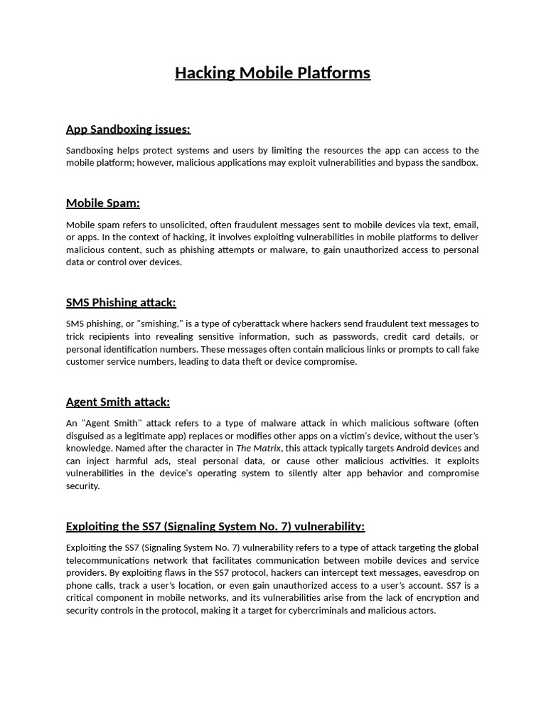 Hacking Mobile Platforms | PDF | Malware | Phishing