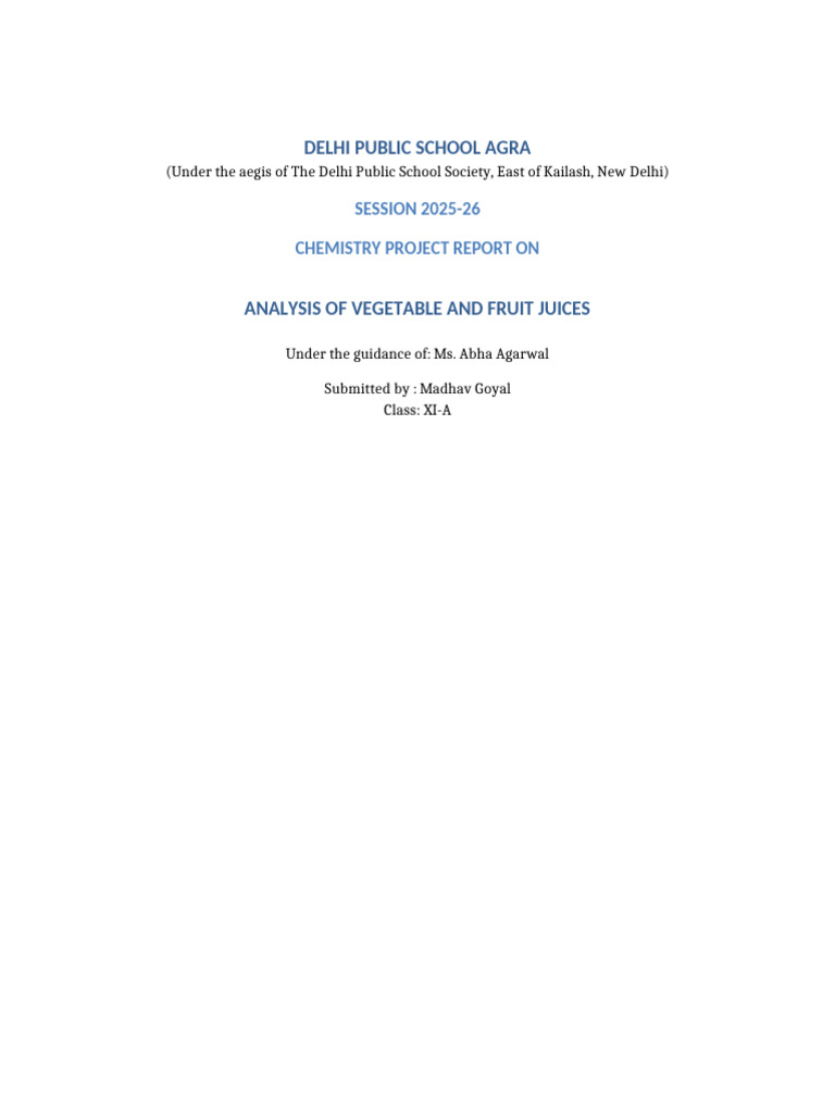 Chemistry Project on Juice Analysis | PDF | Ph | Vitamin C
