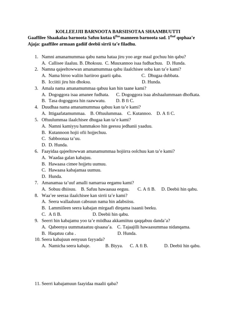 Barnoota Safuu Kutaa 6ffaaf | PDF
