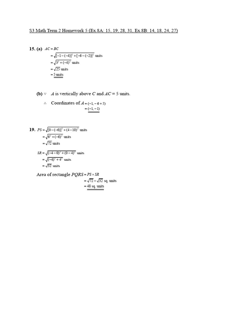 S3 Math Term 2 Homework Exercises | PDF | Euclidean Geometry ...