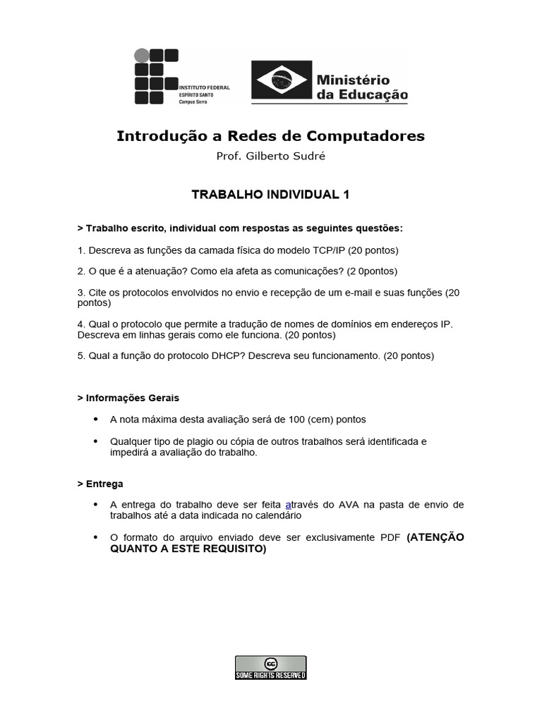 Funções e Protocolos em Redes de Computadores | PDF