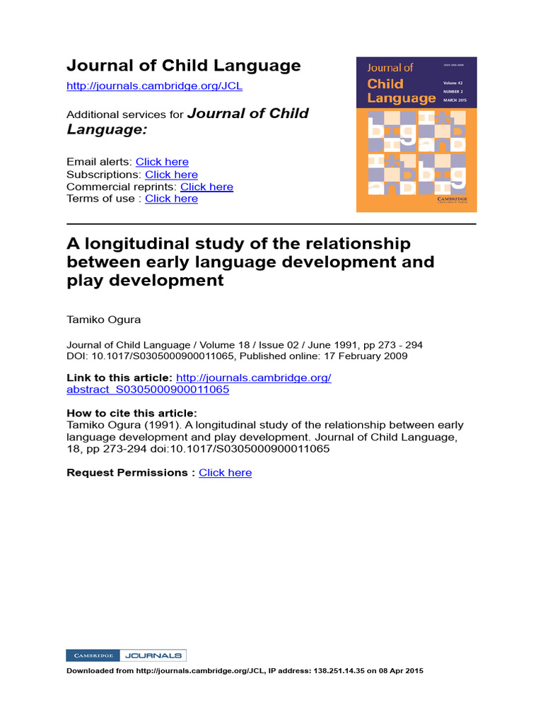 Language and Play Development Study | PDF | Word | Cognitive Development