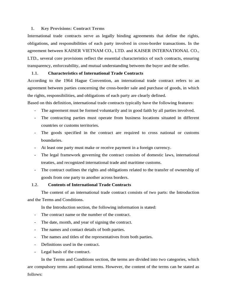 International Trade Contract Essentials | PDF | Arbitration | Letter Of ...