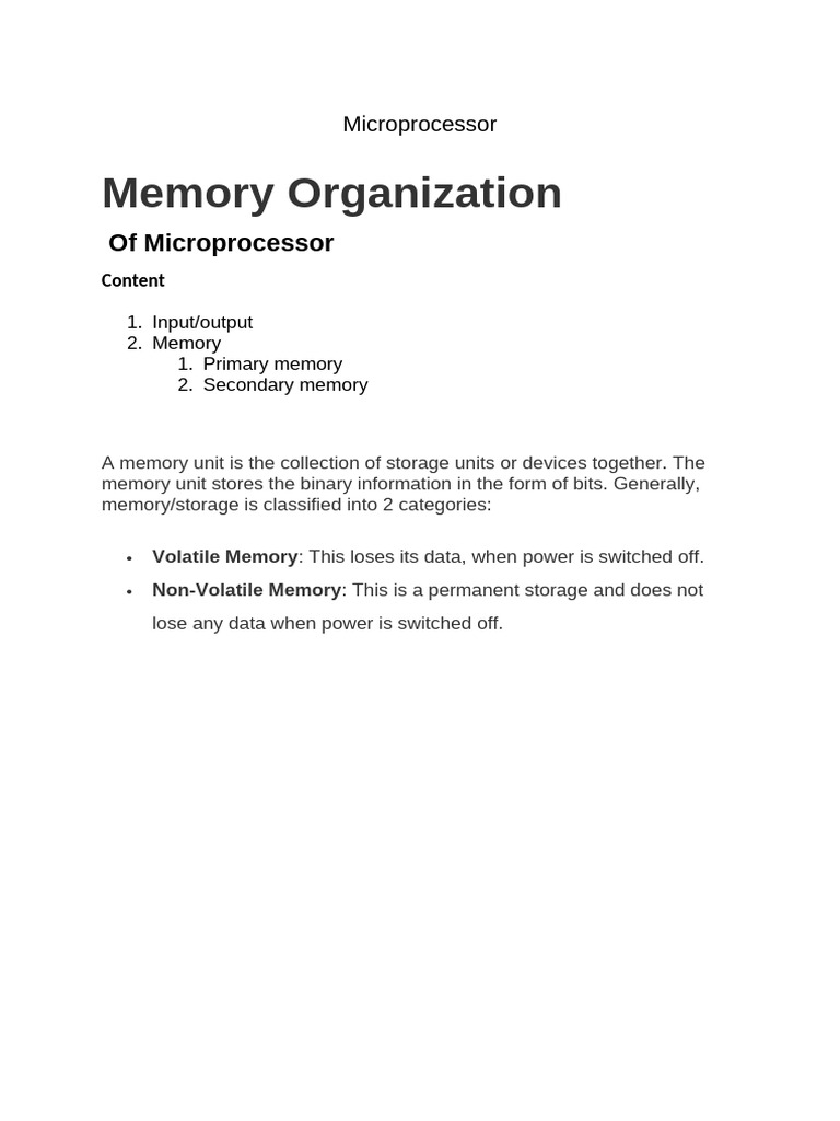 Memory Organization UNIT 3 - TOPIC 3.1 (PART 1) | PDF | Random Access ...