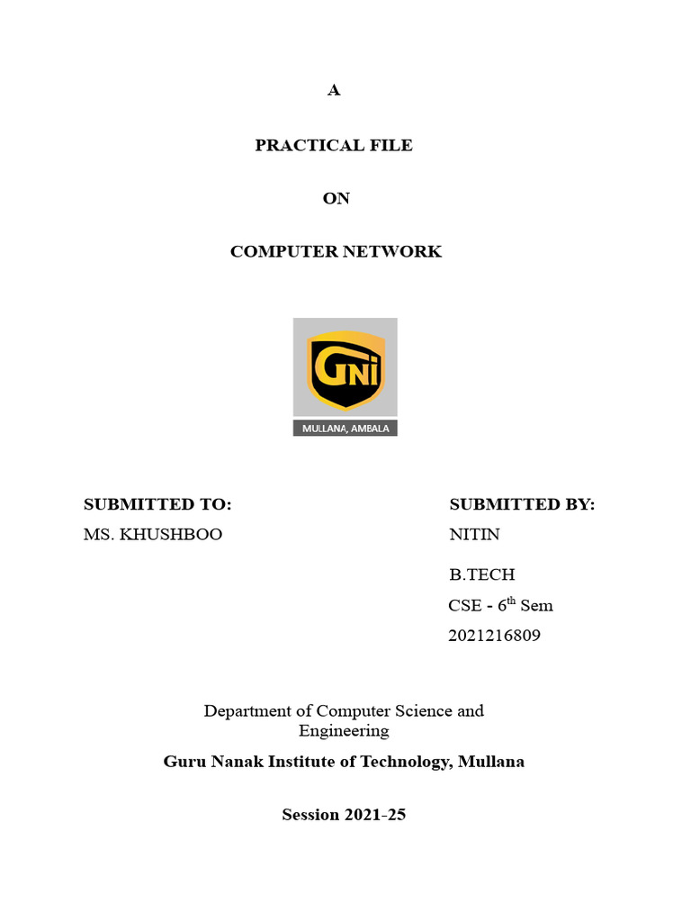 Computer Network Practical File | PDF | Network Socket | Transmission ...