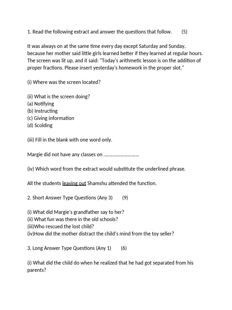 English Class Test | PDF