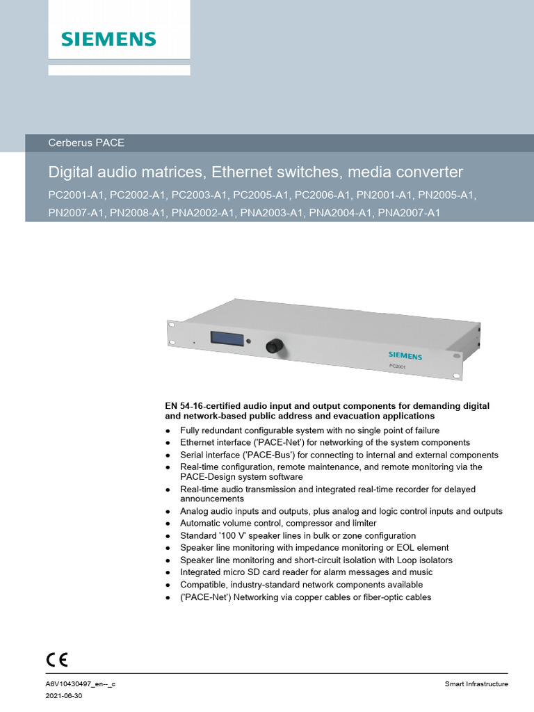 Cerberus PACE PC2003-A1 Overview | PDF | Computer Network | Ethernet