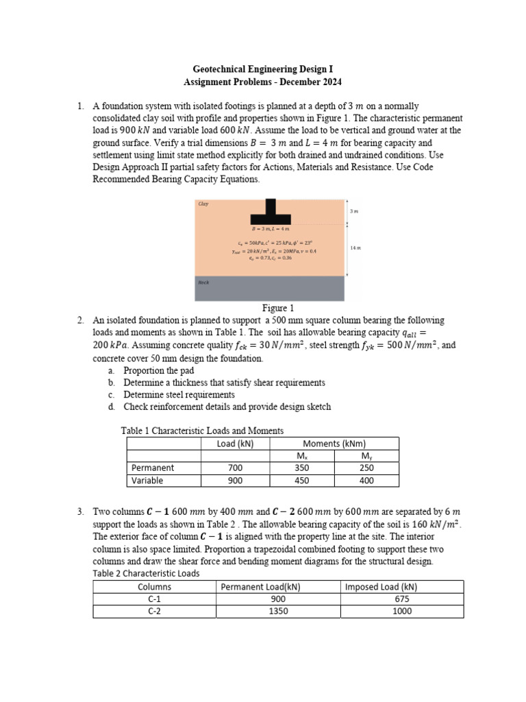 Geotechnical Engineering Design Tasks | PDF | Foundation (Engineering ...