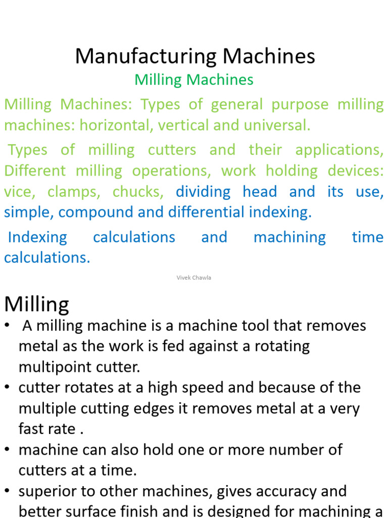 Milling Machines: Types and Operations | PDF | Gear | Mechanical ...
