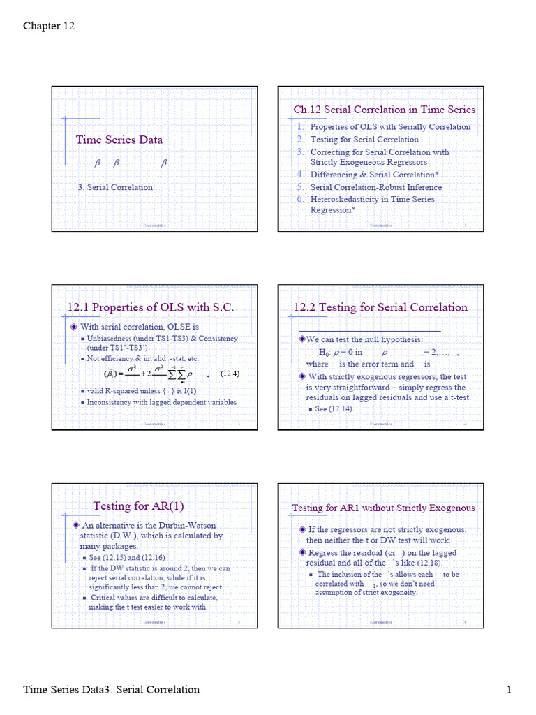 Serial Correlation in Time Series Data | PDF | Autocorrelation | Errors ...