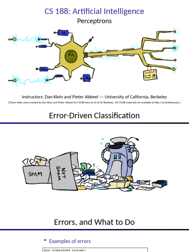 SP14 CS188 Lecture 22 - Perceptron - Print | PDF | Support Vector ...