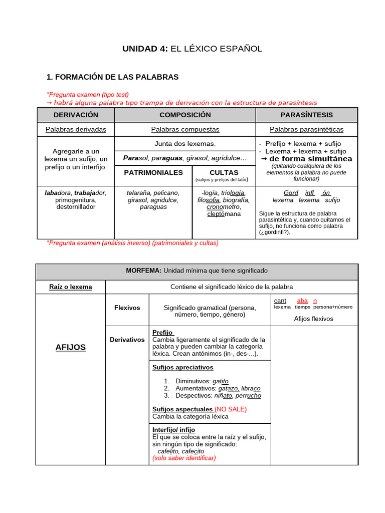 Formación y significado del léxico español | PDF | Palabra | Semántica