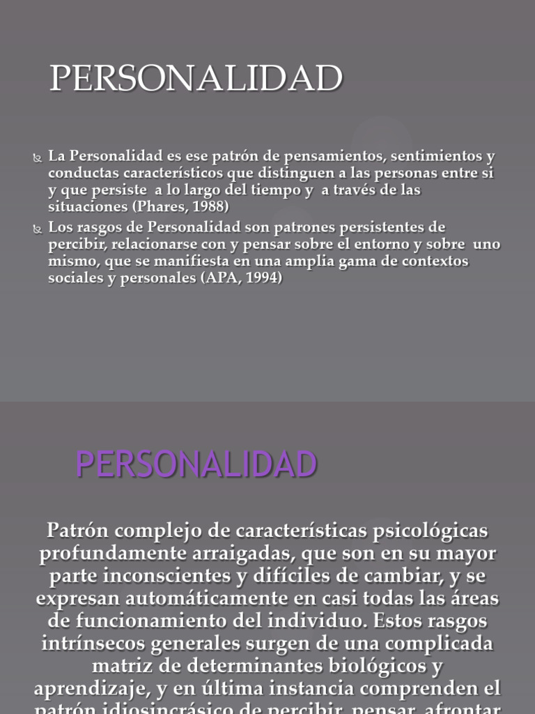 Conceptos Clave sobre Personalidad y Trastornos | PDF | Pensamiento ...