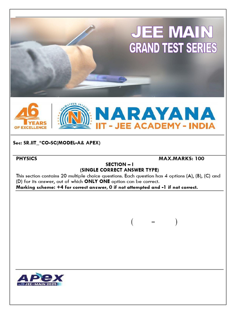 JEE Main Physics Model Paper 2025 | PDF | Coordination Complex | Gases