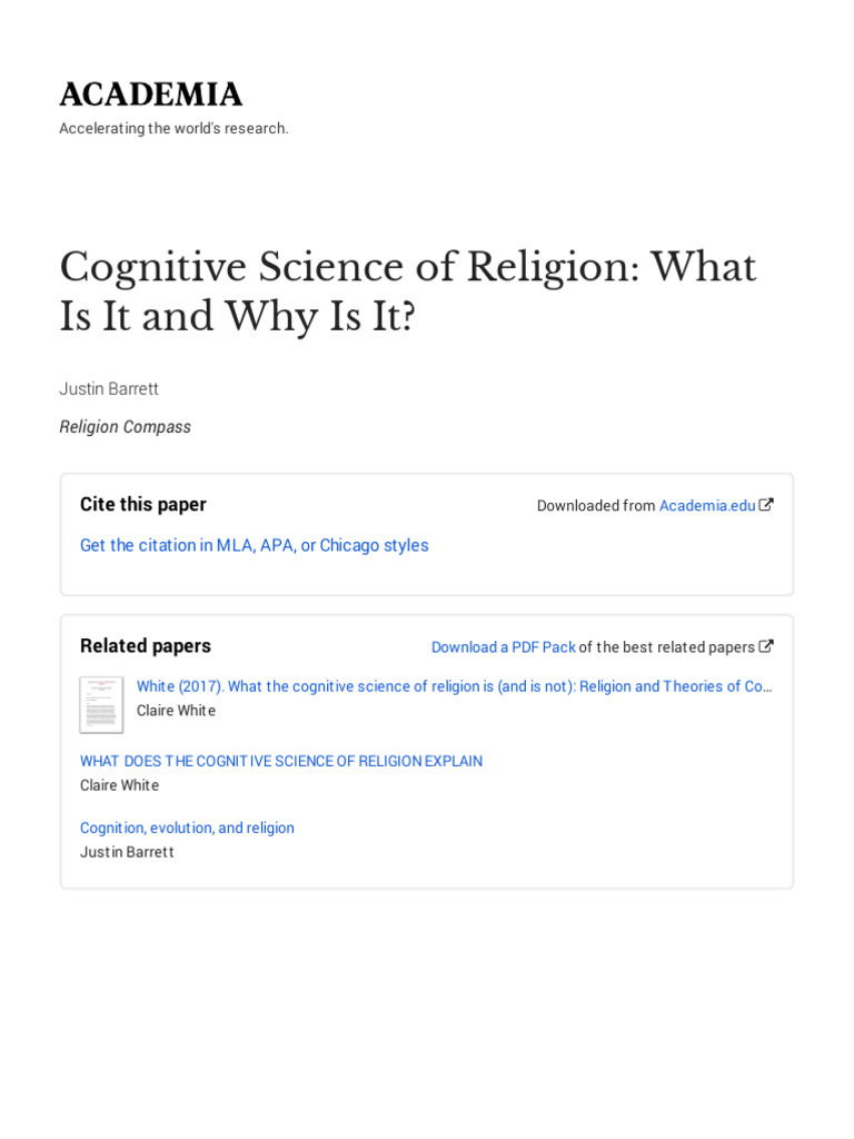 1 Cognitive Science of Religion What Is It and Why Is It | PDF ...