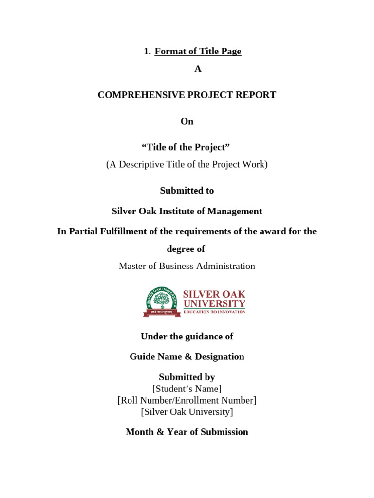 MBA Project Report Format Guide | PDF | Methodology | Data Analysis