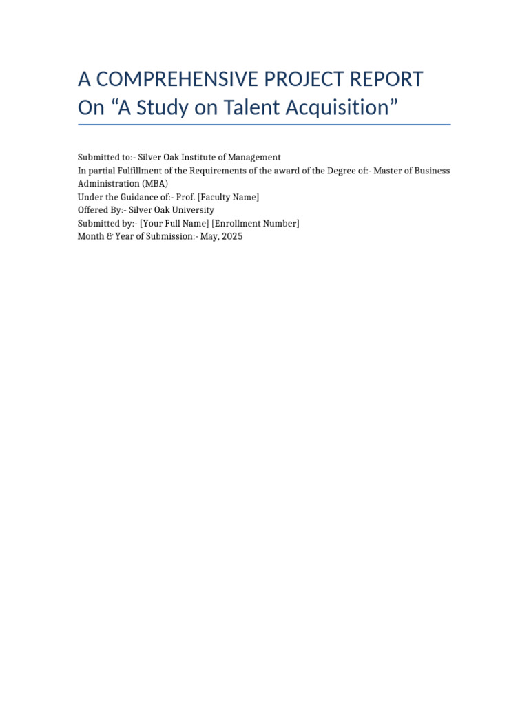 Project Report Talent Acquisition | PDF