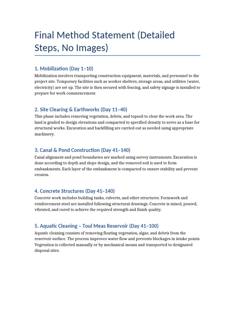 Construction Method Statement Overview | PDF | Concrete | Pump