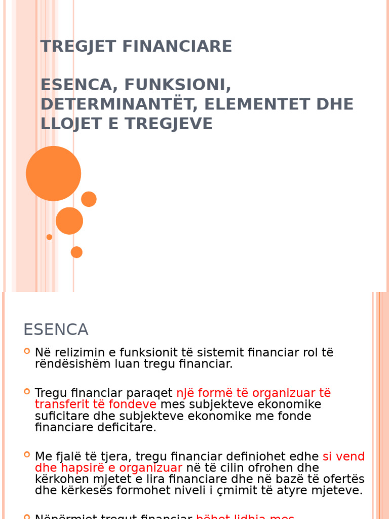 Tregjet Financiare Esenca, Funksioni, Determinantët, Elementet Dhe ...
