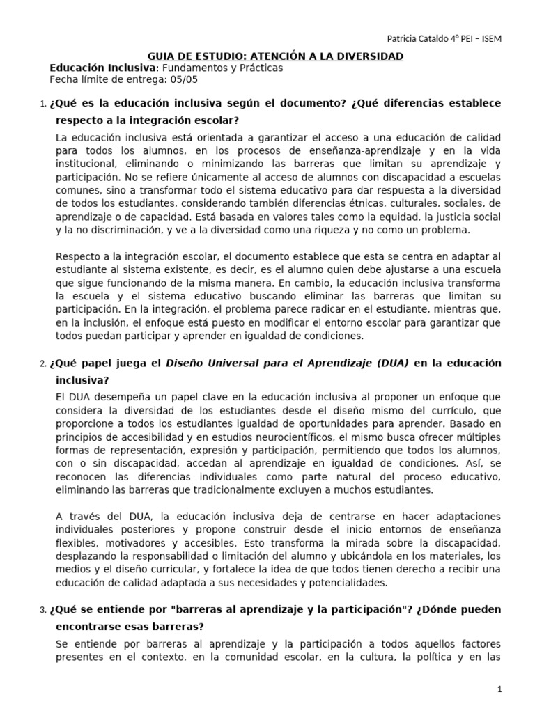 Educación Inclusiva y Diversidad Escolar | PDF | Invalidez | Inclusión ...