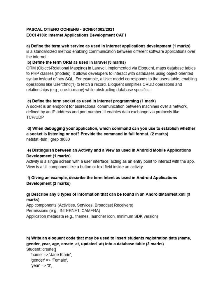 ECCI 4103 - Internet Applications Development CAT I | PDF | Computer ...
